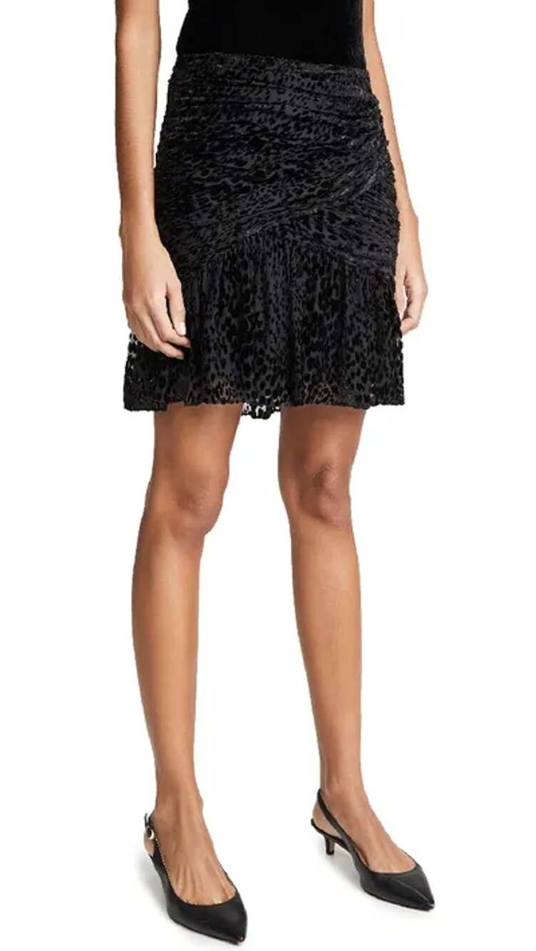 A.l.c Corey Animal-print Velvet Burnout Skirt In Black size 4